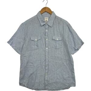 Baird McNutt Shirt Mens XL Blue Linen Button Up Slim Fit Beach Classic Preppy